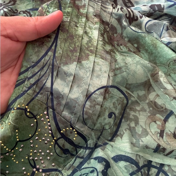 APT.9 Green Y2K Patterned Blouse 1 X - Picture 9 of 14